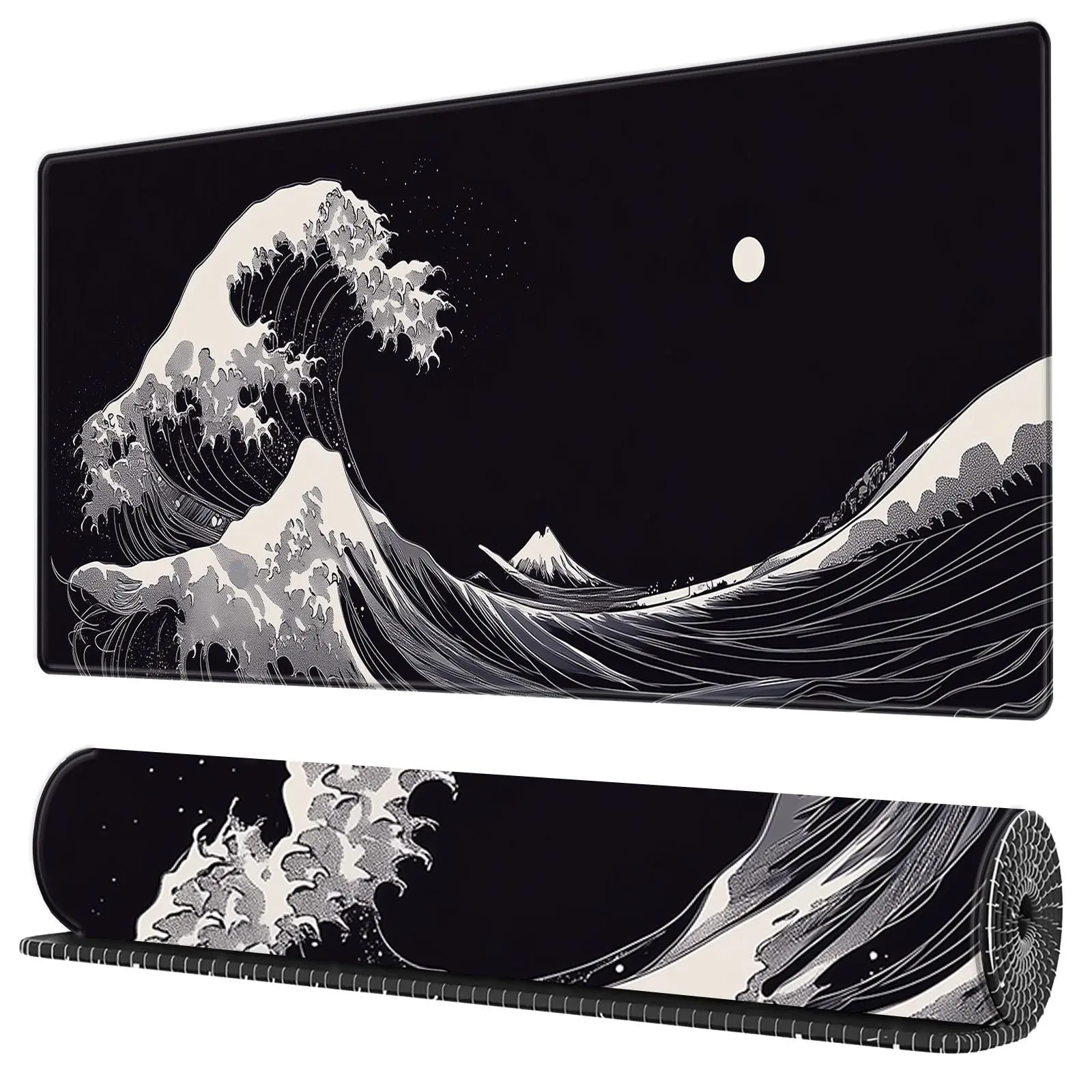 BHJLAXR Wave Pattern Mouse Pad, 1 Count Rectangle Gaming Mouse Pad, Anti-slip Mousepad, Office Desk Keyboard Mouse Mat for Home Office Game Room Desk, Aesthetic Desk Accessories, Computer Desk Mat