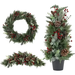 20 Inch Tabletop Christmas Tree Artificial Christmas Wreath 16 Inch 23 Inch Christmas Swag for Front Door hobby lobby  christmas xmas wreath