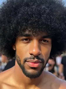 Men's spiked hairstyle  Loose and fluffy Afro-style hair cap  High-quality synthetic hair Curved pants-style fluffy hair ring African synthetic fiber small curling fluffy headband  Afro-style fake hair Afro Kinky Wigs Synthetic Curly Wigs