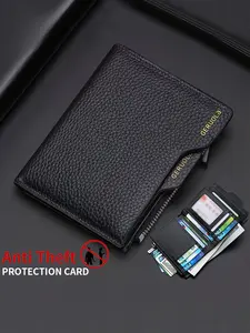 RFID Blocking Anti Theft Wallet with Independent Card Slots, Thin Leather Credit Card Holder, Coin Purse, Driver License Case, Holiday Gift, Rfid Blocking Wallets