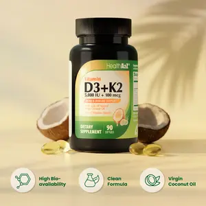 HealthA2Z Vitamin D3 + K2 Made with Virgin Coconut Oil (Natural MCTs) - 90 Softgels (Pack of 1) - Bone, Teeth, Mood, Immune Health Support - Helps Calcium Absorption - Supports Cardiovascular Health