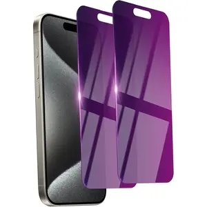 2 Pack Privacy Screen Protector for iPhone 15 Pro Max Tempered Glass for 15 ProMax 6.7inch Private Saver Anti-Spy Anti-Blue Light Eye Protection Anti-Scratch Full Coverage
