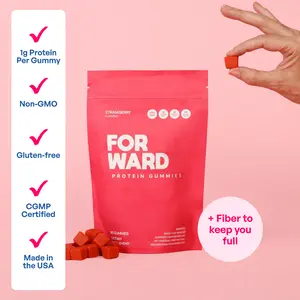 Forward Protein Gummies (Strawberry) – Whey Protein Snack, Great Taste, On-the-Go Muscle Support & Energy, 80 Gummies/Pouch