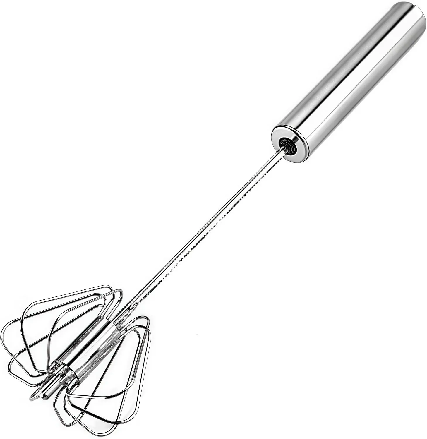 Stainless Steel Egg Whisk, Hand Push Rotary Whisk Blender, Versatile Milk Frother, Hand Push Mixer Stirrer for Blending, Whisking, Beating & Stirring (12in)