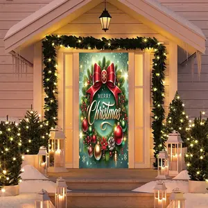 Elastic Room Door Decoration Set, Simple Installation Christmas Door Cover Banner, Happy Holidays Door Hanger for Home Indoor Outdoor Party Decorations, Party Decorations Banners