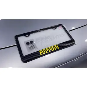 Yellow Ferrari Carbon Fiber License Plate Frame
