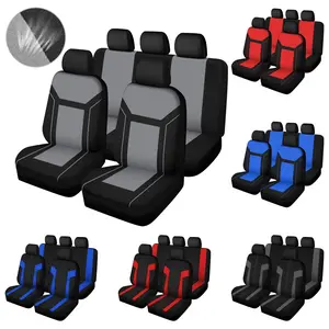 Universal Car Seat Covers Full Set for 5 Seats, Black & Gray Polyester Fabric, Breathable & Durable Seat Protectors for Cars, SUVs, and Trucks, Airbag Compatible, Car Accessories