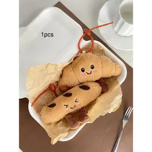 Cute Cartoon Bread Design Plush Keychain, Cute Plush Keychain for Women & Men, Bag Decoration, Trendy All-match & Exquisite Keychain for Birthday Gift, Fuzzy Keychain, Cute Charms Keychain, Cute Soft Keychains