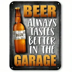 2DVintage Retro Funny Garage Pub Metal Tin Sign for Bar Man Cave Wall Decor Beer Lover Gift Humorous Welcome to Garage Where Beer Home Decor