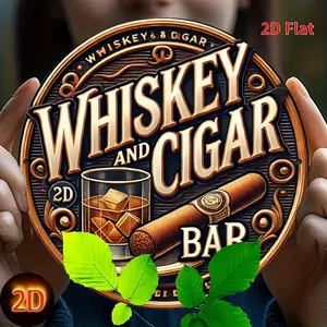 Vintage Whiskey and Cigar Bar Metal Wall Art Sign 8x8 Inch Sign with Ornate Bronze Finish Perfect for Man Cave Home Bar Decor Gifts for Whiskey Enthusiasts Bourbon Scotch Pub Basement Decorations