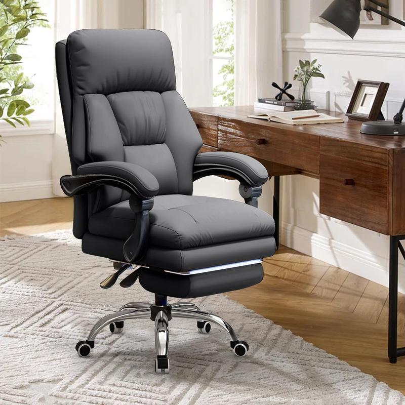 【Black Friday】Executive Office Chair with Foot Rest Comfortable High Back Computer Gaming Chairs Lumbar Support Ergonomic Home Office Desk Chairs Big and Tall PU leather Work Chair