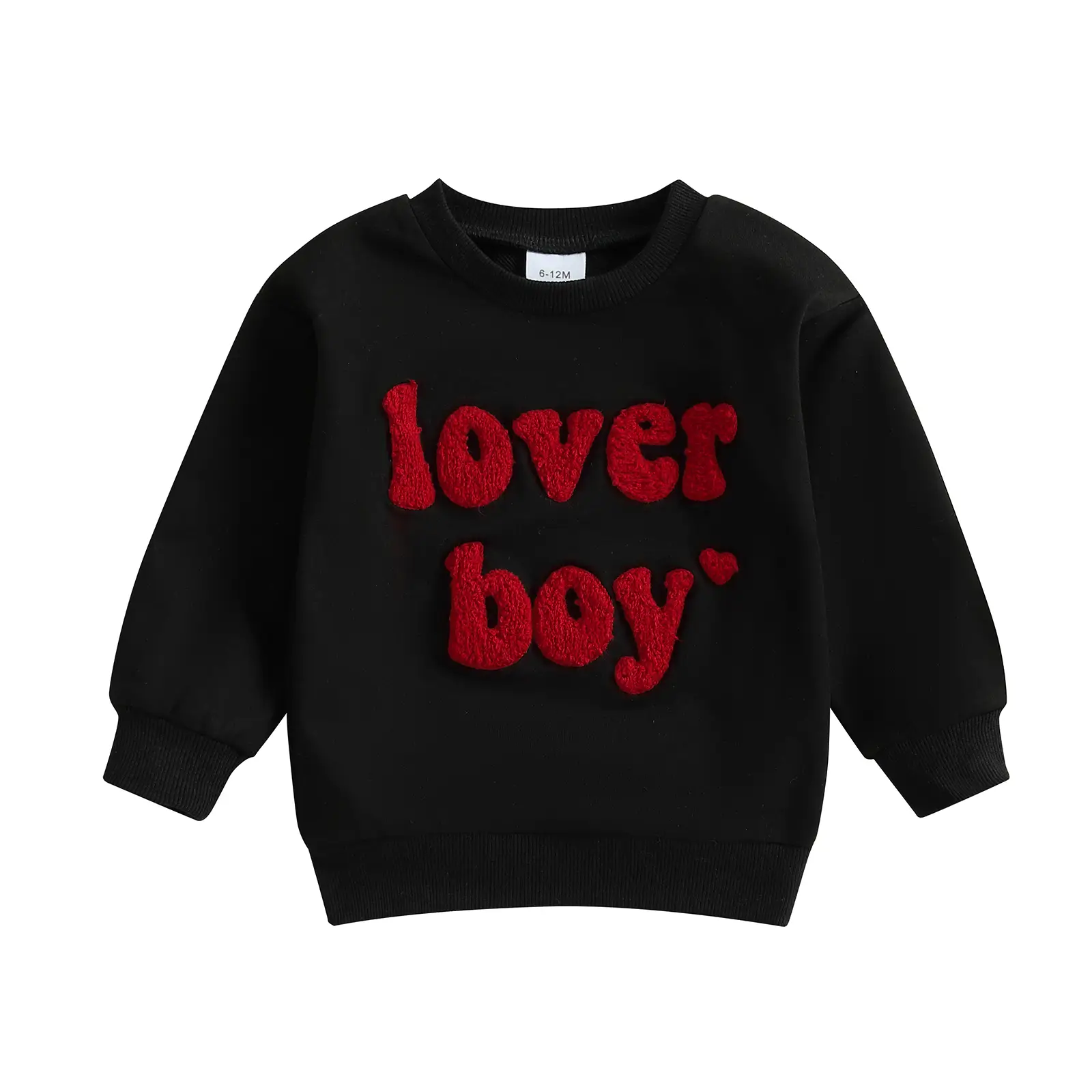 Canrulo Toddler Baby Boy Valentines Day Outfits Lover Boy Embroidery Sweatshirt Long Sleeve Crew Neck Pullover Spring Shirt Tops