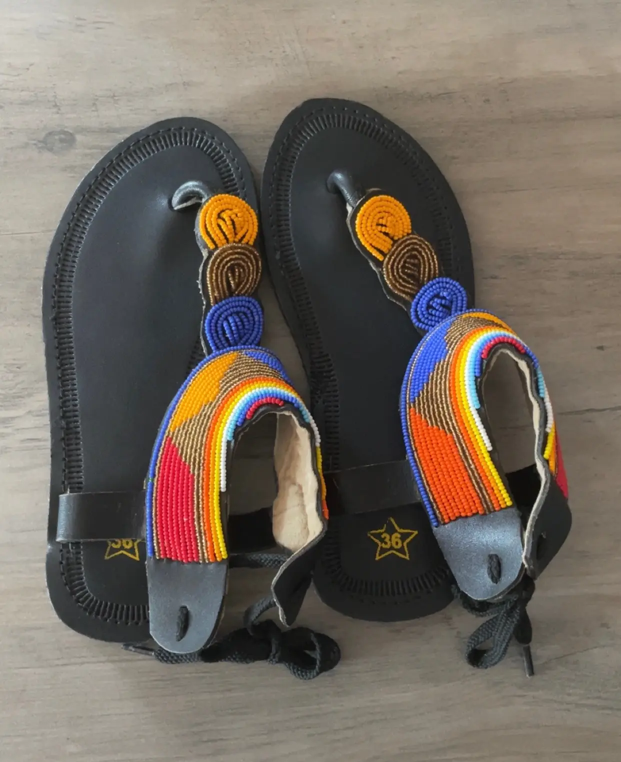 Women’s African Maasai Summer Beaded Gladiator Sandals Size 6