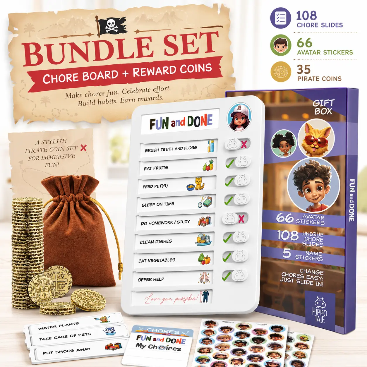 Kids Chore Board & Reward Token Set