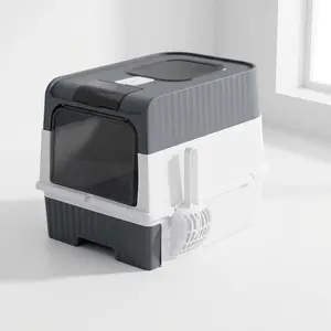 Modern Enclosed Cat Litter Box with Drawer Tray - Minimalist Space-Saving Cat Toilet, Odor Control Hidden Litter Box for Indoor Cats & Small Apartments