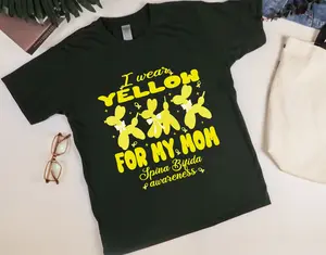 I Wear Yellow For My Mom Spina Bifida Awareness Shirt, Yellow Ribbon Shirt, Family Support Spina Bifida Shirt, Spina Bifida Warrior Shirt, Spina Bifida Gift