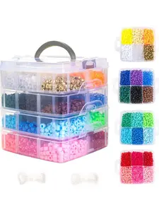 4500 Pcs Acrylic Pony Beads Bulk Bead Assortment Large Hole Plastic, 24 Colors Gold Blue, Beading Making Jewelry Making Kit for Friendship Bracelets
