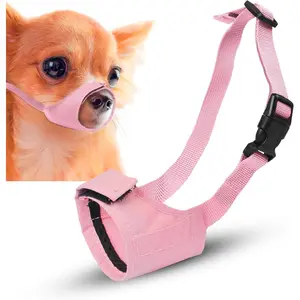 Dog Muzzle, Small Soft No Barking Dog Muzzle for Puppy Dogs,Short Snout Adjustable Mesh Muzzle for Chihuahua Yorkshire Terrier Grooming Vet Visits, Prevent Biting Chewing Fighting