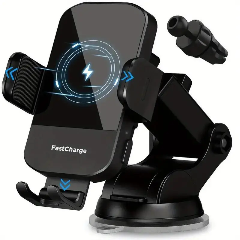 15W Wireless Car Charger, Auto Clamping Car Charger Phone Mount, Phone Holder for iPhone 14 13 12 11 Pro Max XS, Samsung Galaxy S23 Ultra S22 S21 S20, S10+ S9+ Note 9