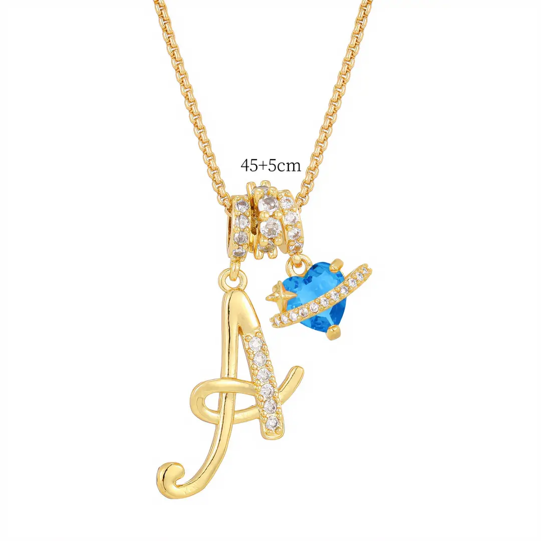 FAITHOPIA Initial for Women, Gold Letter Pendant with Blue Zircon Charm, Personalized A-Z Jewelry Gift necklace Heart FAITHOPIA Initial for Women, Gold Letter Pendant with Blue Zircon Charm, Personalized A-Z Jewelry Gift necklace Heart