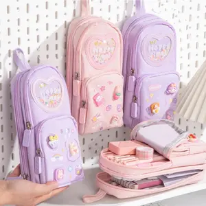 Cute Unicorn Pattern Pencil Case, 1 Count Large Capacity Pencil Bag with Zipper, Stationery Storage Bag for Office School Student