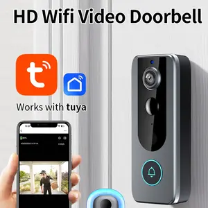 Smart Tuya 2.4Ghz Wifi Doorbell Support IP65 Mobile Remote Two Way Audio IR Night Vision Cloud Storage HD 720P Video Resolution PIR Motion Detection Alerts Notification Push To APP In Real Time 4000mAh Large Battery Built in USB Charging