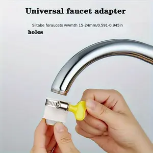 1pc Multi-Function Connector, Kitchen And Bathroom Faucet Water Pipe Connector, Adjustable Size, Universal Faucet Adapter, with Wrench, 2 Layers of Silicone
