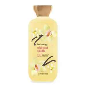 Bodycology Whipped Vanilla 2 in 1 Body Wash & Bubble Bath 16 Fl Oz Shea Butter & Vitamin E Moisturize Gentle Exfoliant Daily & Evening Use