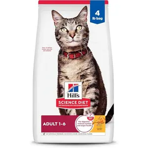 Adult Cat Dry Food for Ages 1-6, Chicken Recipe High Protein Balanced Nutrition Cat Kibble for Adult Cats, 4lb Bag