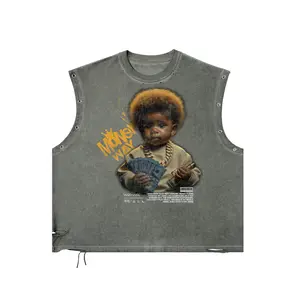 BABY HUSTLE Distressed Tanktop Long Sleeveless Top for Men