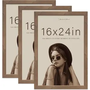 16x24 Poster Frame 3 Pack - Brown Walnut,  Textured Solid  Picture Frame, Wall Gallery Frame