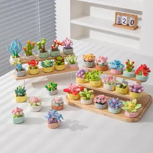 Floral Pot Plant Building Block Toy Set, Creative DIY Assembly Kit, Desktop Decoration, Unisex Educational Toy, Boy Girl Birthday Gift, Creative Building Blocks, Flower Building Blocks