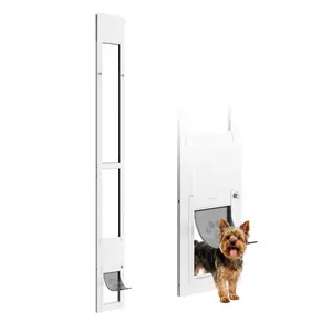 VEVOR Dog Door for Sliding Glass Door, 75 7/8" to 80 11/16" Adjustable Height, Aluminum Alloy Frame with Flap and Rotating Hinge, Lock Design, for Small-Sized Dogs, Sliding Glass Pet Doors for Renter