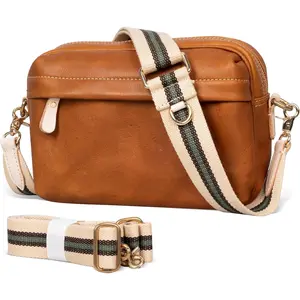 full-grain leather Crossbody Bag.  unisex crossbody with brass hardware, multiple pockets for work & travel.