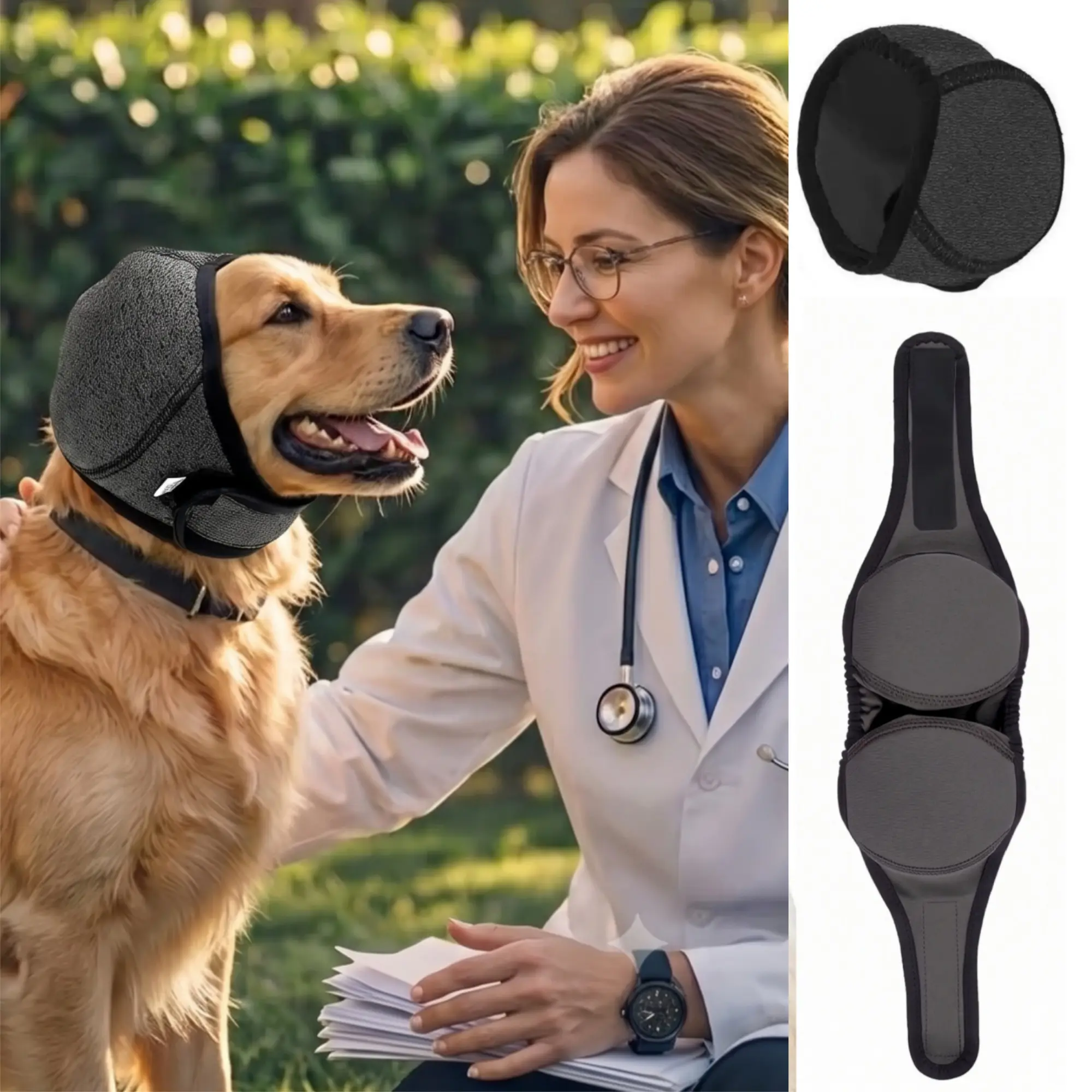 Calming Ear Muffs for Dogs, Waterproof Dog Swim Cap, Dog Ear Cover Wraps for Anxiety Relief Noise Reduction, for Inflammation Hematoma Fireworks Swim Bath Blow