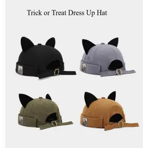 Halloween Devil Horn Beanie Hat, Cute Y2K Knitted Winter Cap, Soft Stretch Warm Skull Beanie, Trendy Streetwear Accessory for Festival, Party, Cosplay & Daily Cold Weather Wear