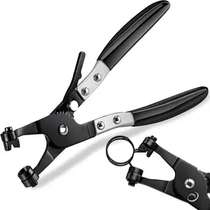 Hose Clamp Pliers, Heavy Duty Hose Clamp Tool with Locking Gear & Black Non-Slip Handle, Professional Automotive Repair Tool for the Removal & Installation of Ring-Type and Spring Band Clamps