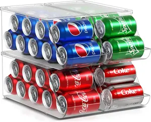 Sorbus BPA-Free Soda Can Organizer and Canned Food Bin Dispenser with Stackable Lid - Holds 20 Cans (4-Pack), Clear Design and Stackable Racks Kitchen