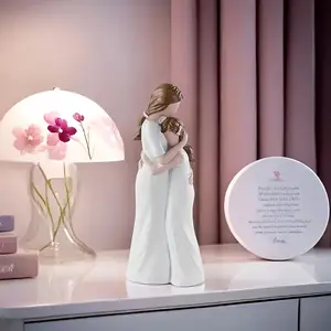 Mother & Daughter Hugging Statue Decoration Craft, Decorative Figurines, 1 Count Resin Ornament for Home Office Desk, Home Decor Supplies, Gift for Mom, Birthday Gift