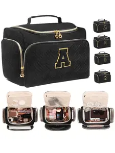 Large Wide-Open Travel Toiletry Bag,  Lightweight Makeup Cosmetics Organizer with Handle,  Puffy Cosmetic Makeup Bag Organizer with Handle for Accessories, Essentials, Toiletries