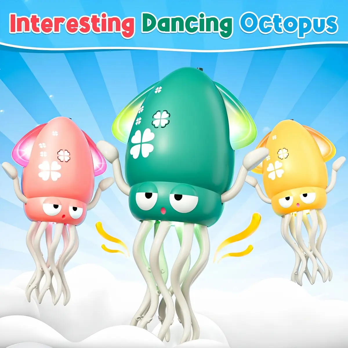 Electric Crawling Octopus Toy with LED Lights & Music, Crazy 8-Leg Action Octopus with Smart Obstacle Avoidance, Toddler Toys for Interactive Fun Gifts Sensory Newborn Cute