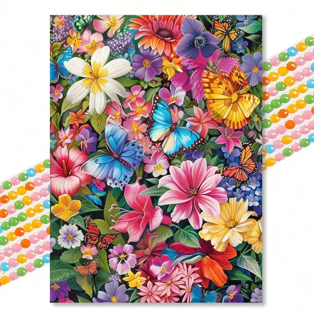 Tropical Floral Diamond Painting Kit, Full Drill Coverage, Round Diamonds, DIY Stress Relief Craft, Home Decor Artwork, Handcraft