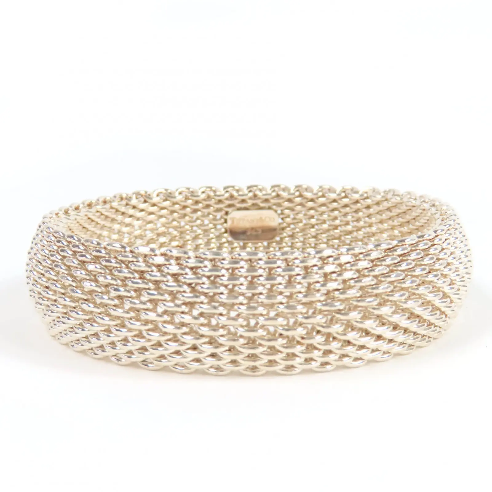 Pre-owned Tiffany & Co. Sterling Silver 925 (Ag925) Small Leather Goods Tiffany&Co. Somerset Silver 925 Bangle Size 17
