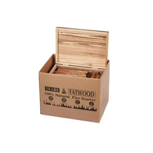 FATWOOD 15 Lbs Natural Fire Starter Sticks in Wooden Box 100% Pine Kindling Wood for Campfire Stove Fireplace Bonfires Grill