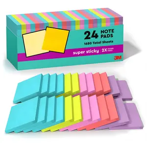 Sticky Notes 24 Pads 3x3 Inch Strong Adhesive Sticky Note Set, 2X Sticking Power School & Office Supplies, Self Stick Notes for Work, Study, Planning, Reminders & Organization