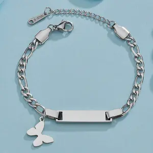 Custom Charm Bar Bracelet, Personalized Laser Engraved Name Bracelet for Women