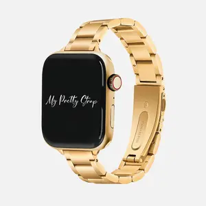 My Pretty Strap – Compatible Apple Watch Band – Stainless Steel iWatch Strap for Women – Series 1–11, SE & Ultra (38MM / 40MM / 41MM / 42MM / 44MM / 45MM / 49MM) – Gold, Silver – Slim Glazé