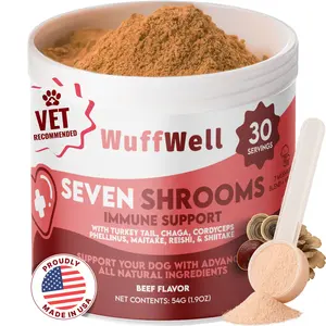 WuffWell Seven Shrooms Mushroom Blend Powder for Dogs, Turkey Tail, Reishi, Shitake, Maitake, Cordyceps, Chaga, Phellinus