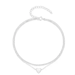 Sparkle Double Heart Anklet for Women| Dainty Layered Beach Foot Jewelry Adjustable Length