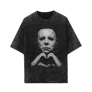 Unisex Michael Myers Retro Graphic Short-Sleeve Sporty Sports Top - Casual Round Neck Streetwear, Horror Slasher Halloween Gift, Autumn-Winter Sweatshirt, Sporty Sports Tops